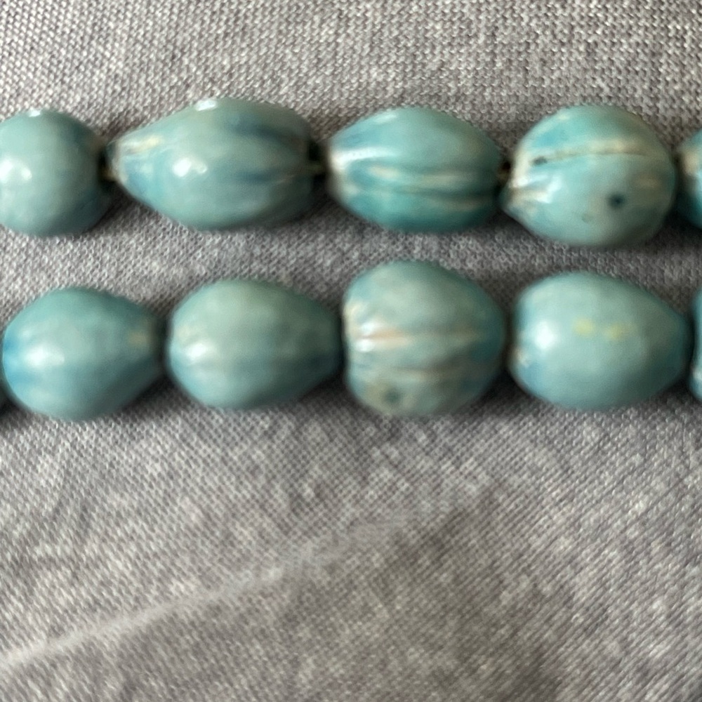 Turquoise Beaded Necklace organic shell